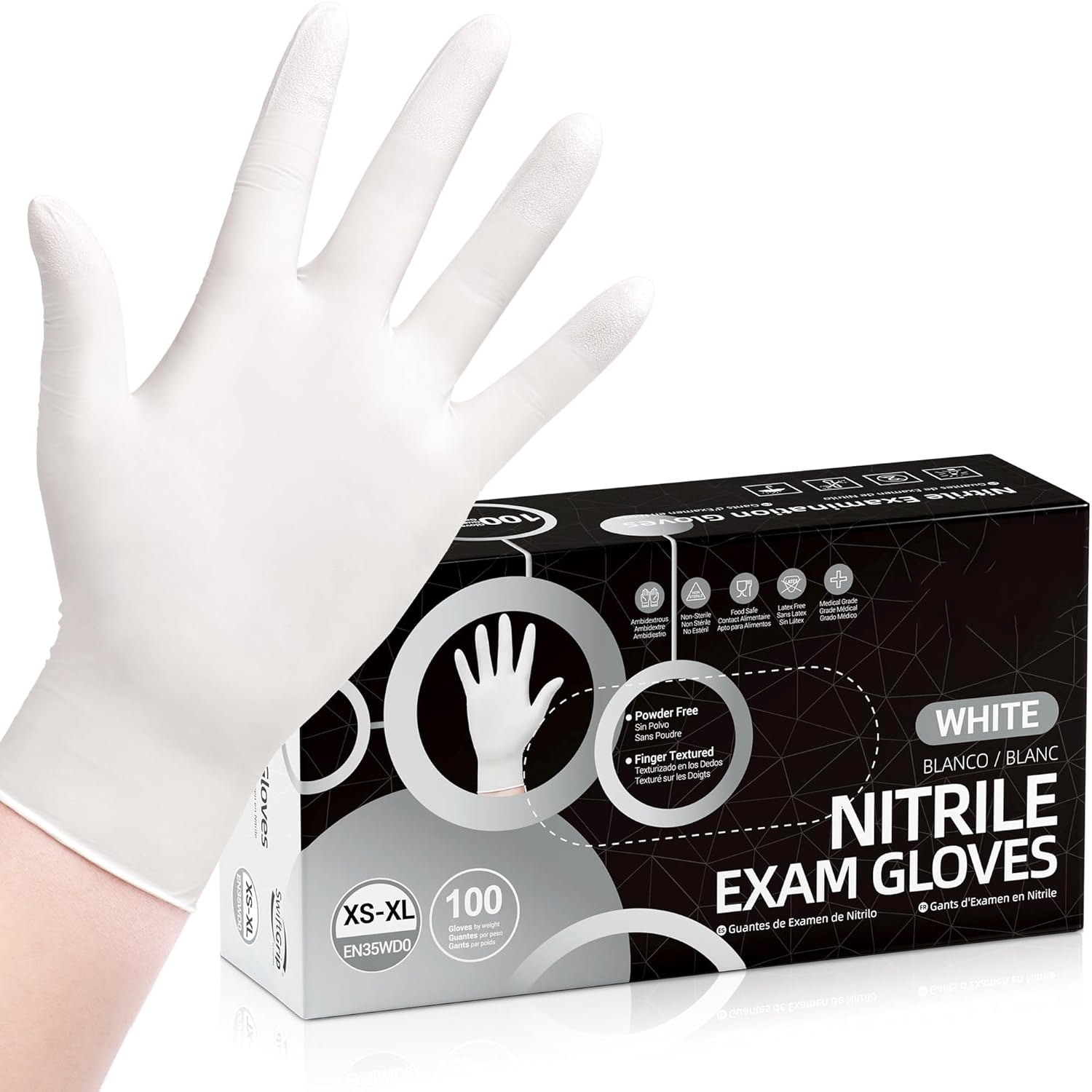 Medical Gloves - 100 Luvas Descartáveis de Nitrilo, Luvas