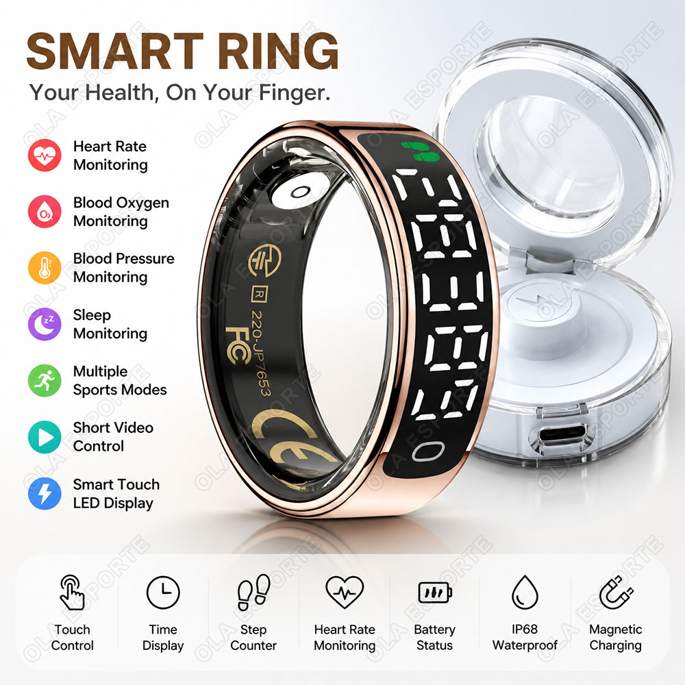 Blood Pressure Monitor - Anel Inteligente com Estojo de Carregamento,